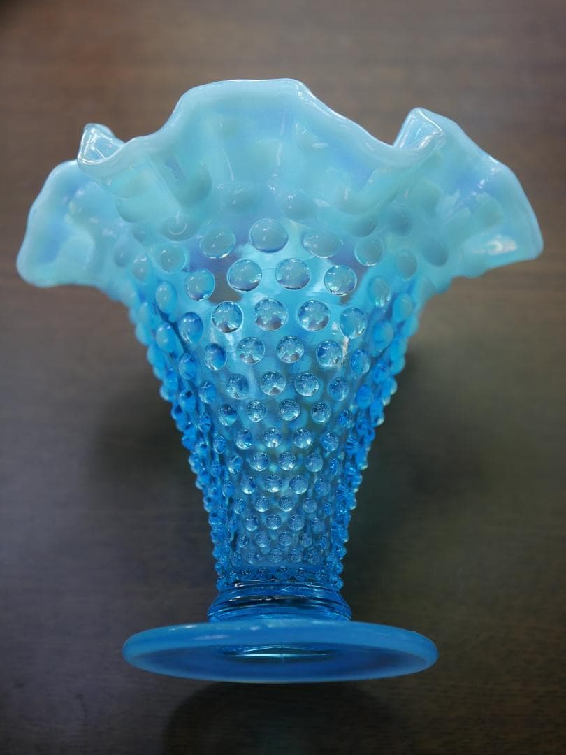 フェントン 大きいサイズ ブルーオパールセントホブネイル フラワーベース