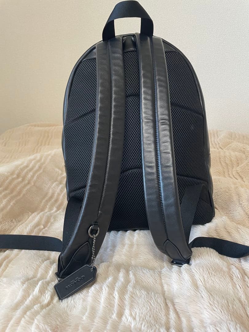 COACH ストライプバックパック リュック ブラック