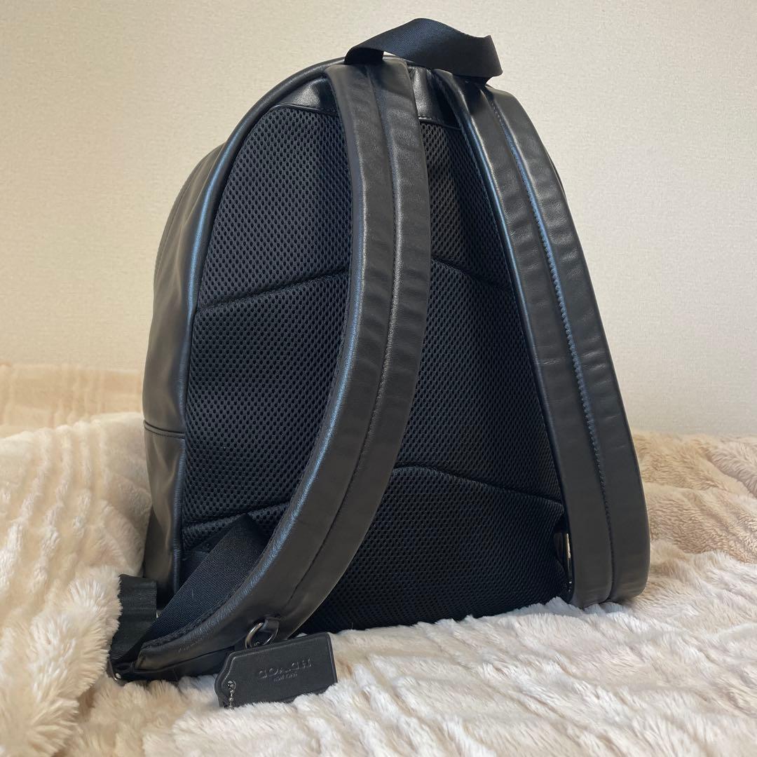COACH ストライプバックパック リュック ブラック