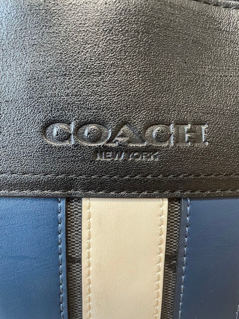 COACH ストライプバックパック リュック ブラック