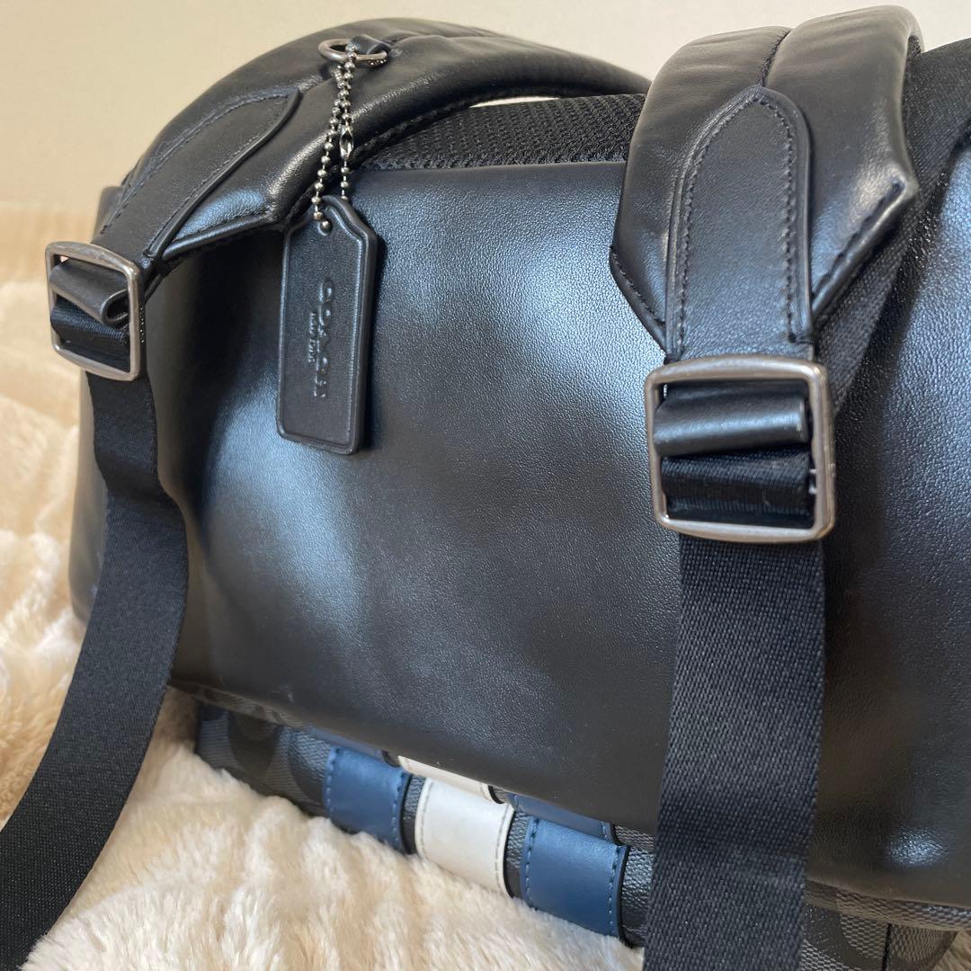 COACH ストライプバックパック リュック ブラック