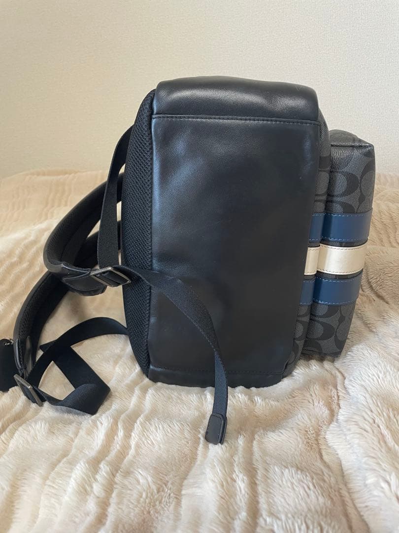 COACH ストライプバックパック リュック ブラック