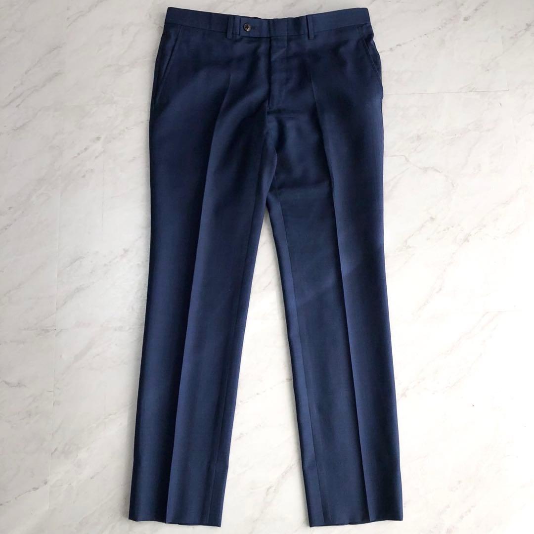 美品✨CANONICO生地 オーダーメイドスーツ 裏地ペイズリー柄 ネイビー系