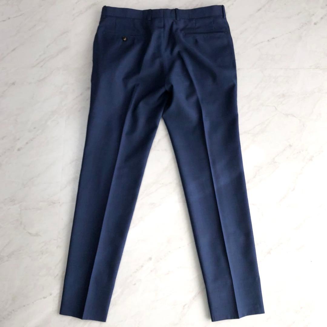 美品✨CANONICO生地 オーダーメイドスーツ 裏地ペイズリー柄 ネイビー系