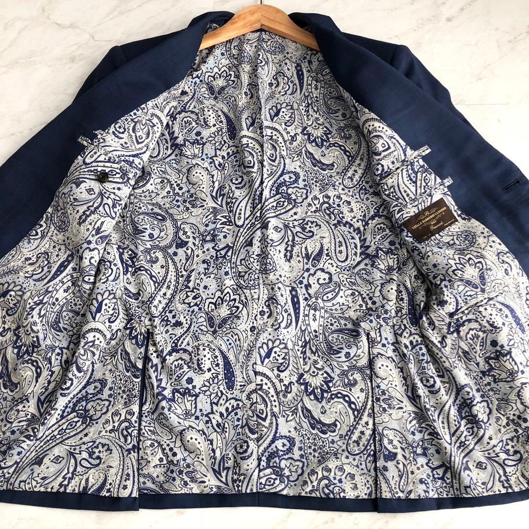美品✨CANONICO生地 オーダーメイドスーツ 裏地ペイズリー柄 ネイビー系