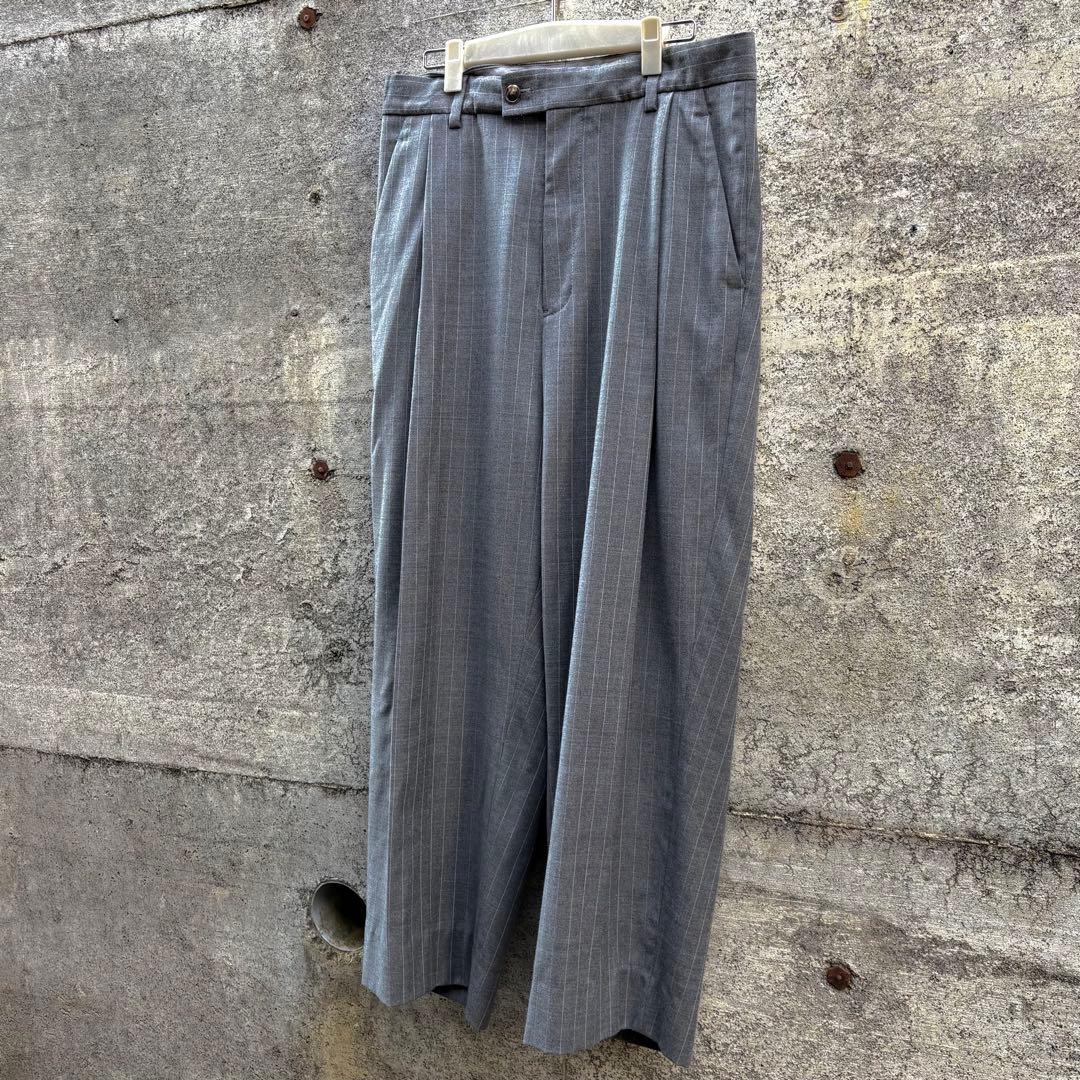 URU ウル 1TUCK PANTS グレー ワイド スラックス ストライプ