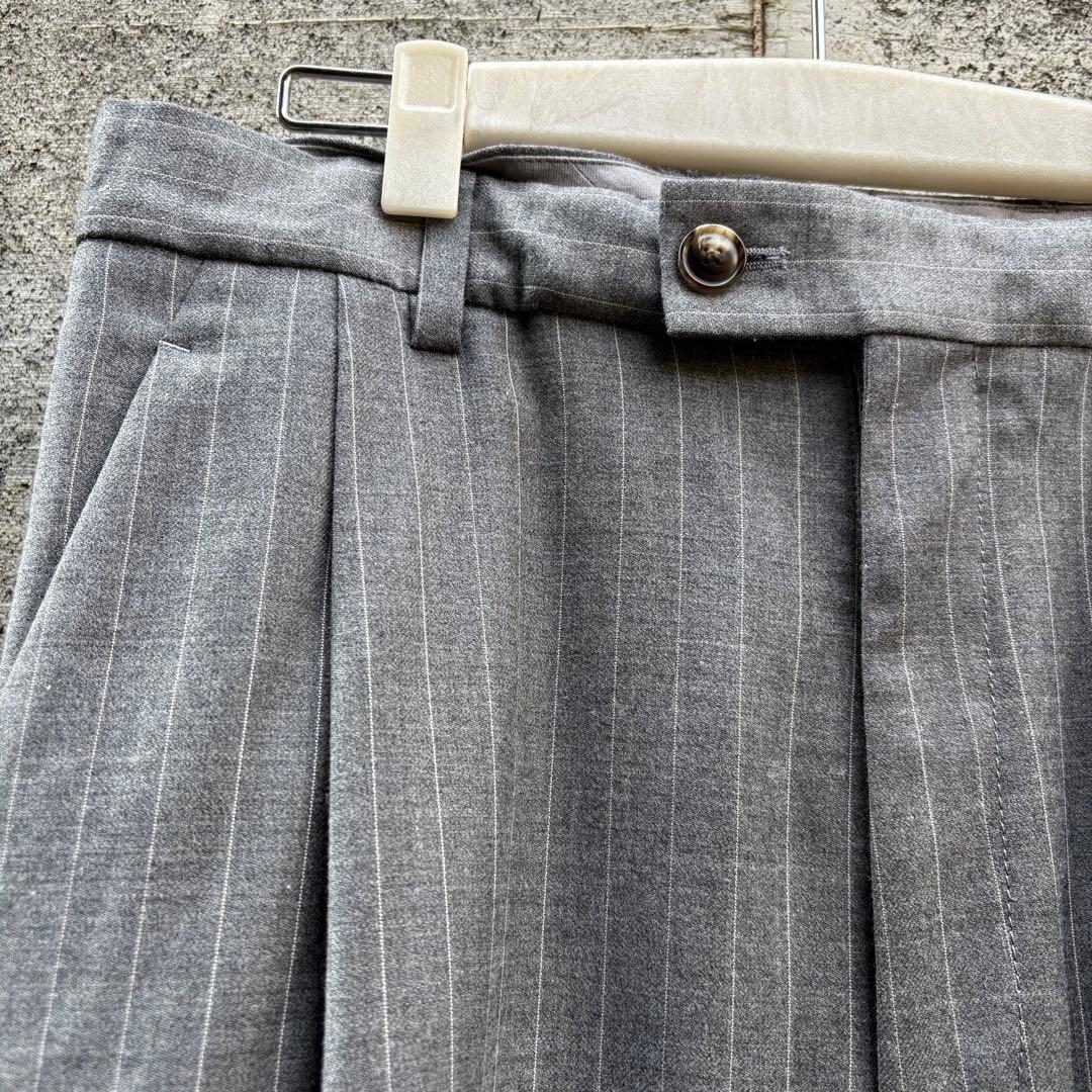 URU ウル 1TUCK PANTS グレー ワイド スラックス ストライプ