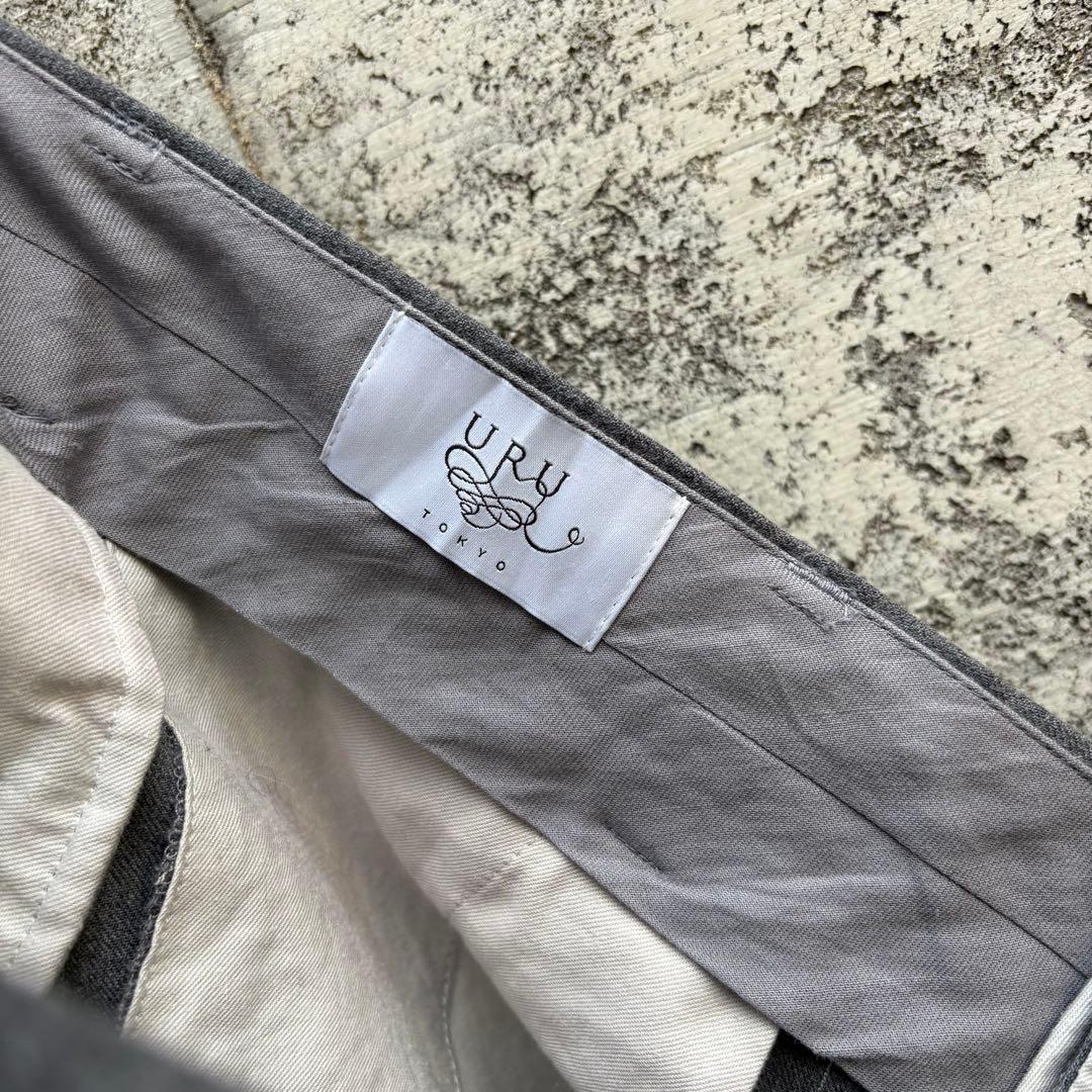 URU ウル 1TUCK PANTS グレー ワイド スラックス ストライプ