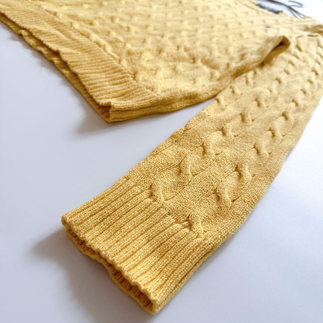 定番✨️ポロラルフローレン クルーネックケーブルニット ポニー イエロー S