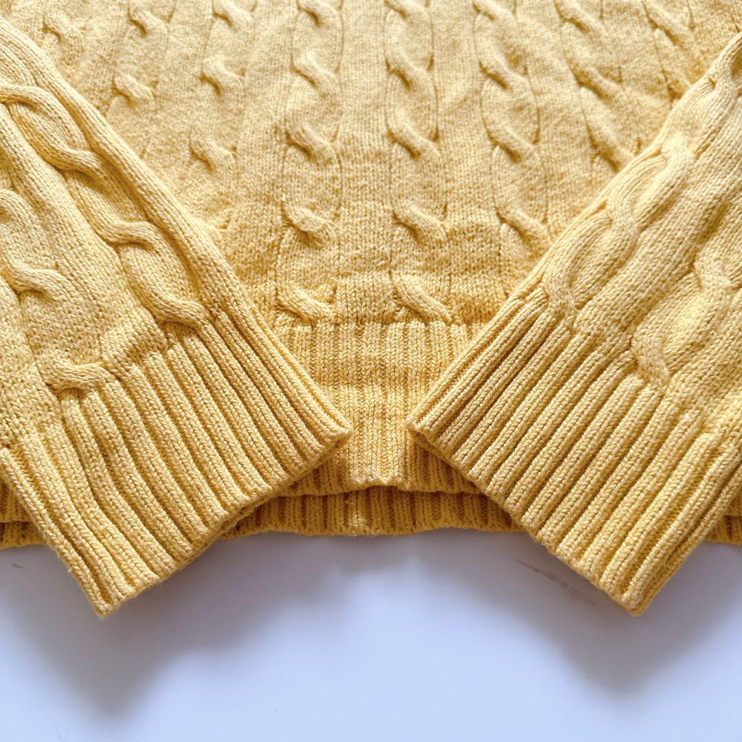 定番✨️ポロラルフローレン クルーネックケーブルニット ポニー イエロー S
