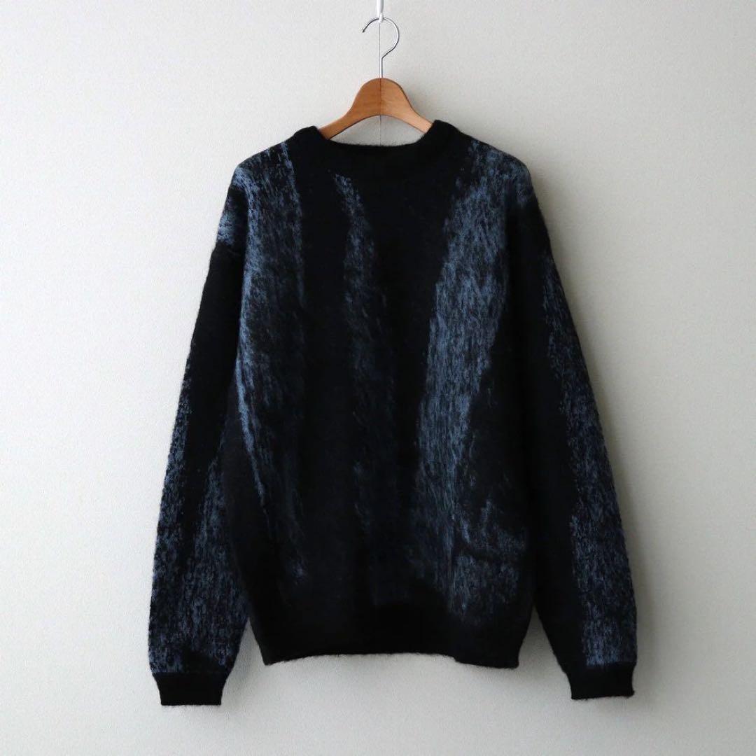 トップス YOKE JACQUARD MOHAIR SWEATER #BLUE