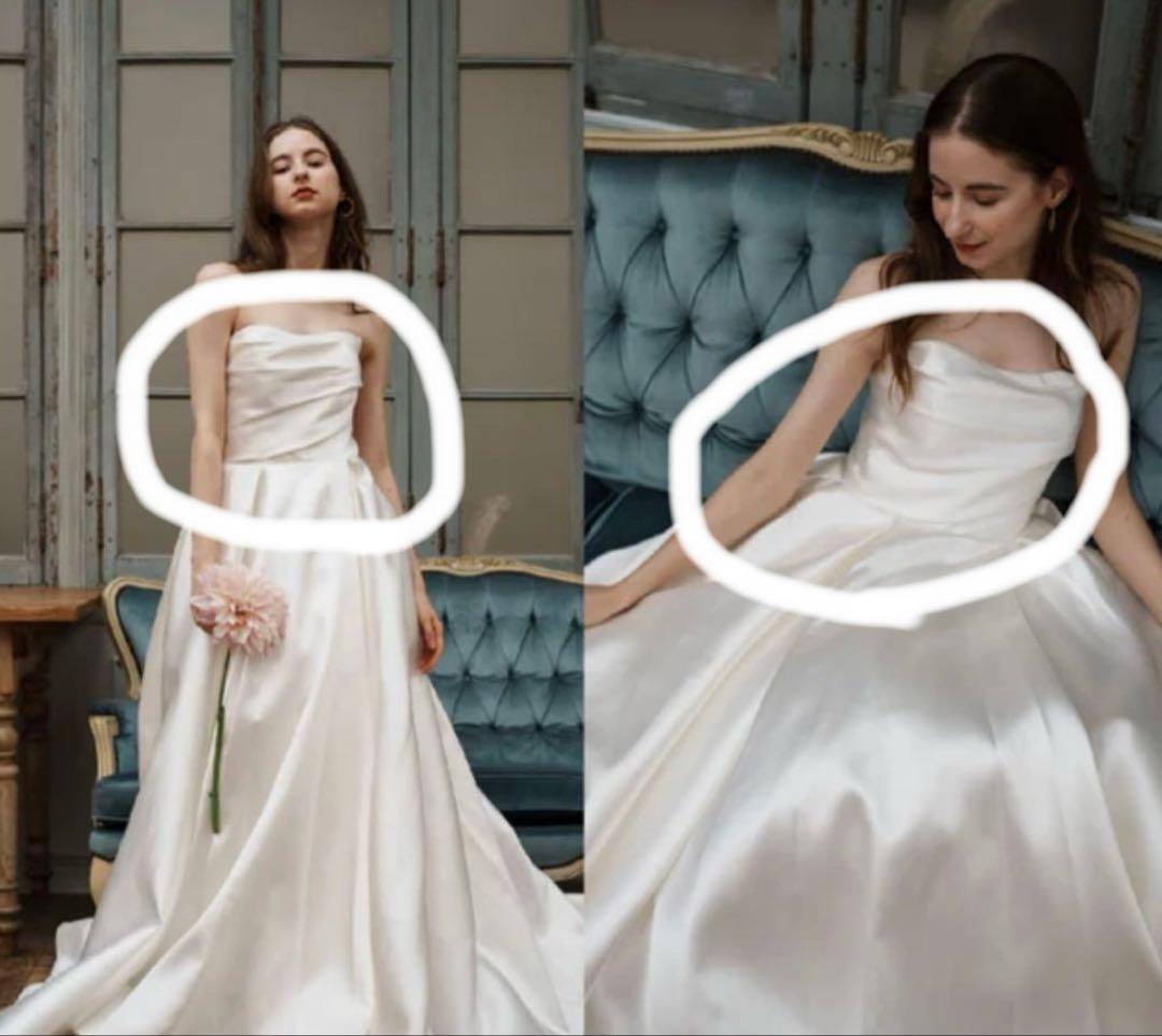 【ドレスプロダクション】W257 パフスリーブ Aラインドレス　トレーン付き