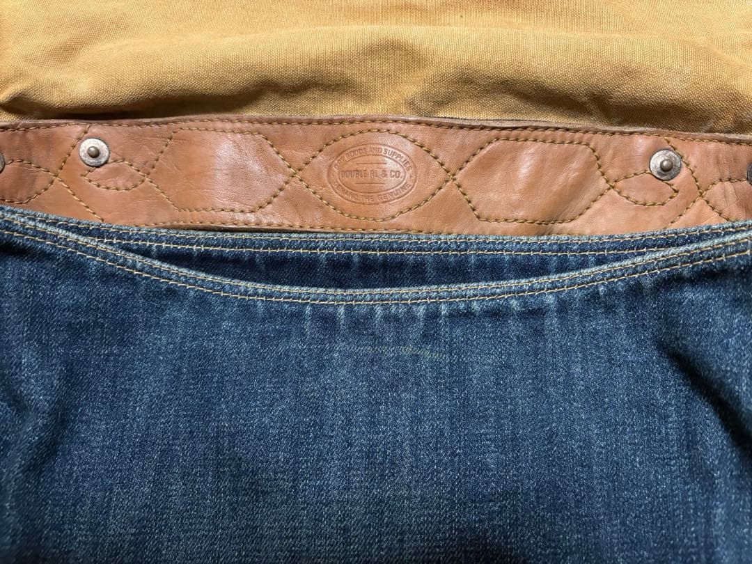 RRL ダブルアールエル デニム&レザーフラップショルダーバッグ