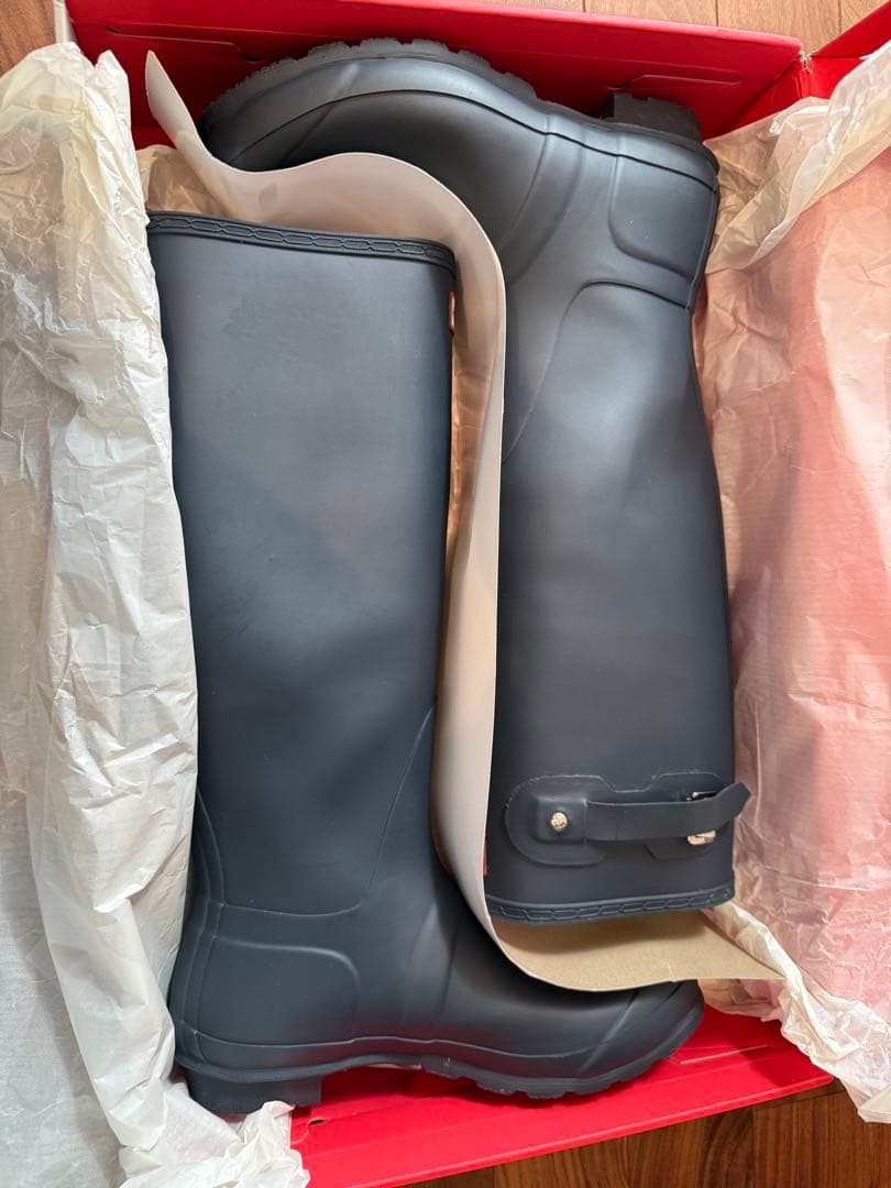 希少サイズ HUNTER レインブーツ ネイビー UK8 26〜27cm程度