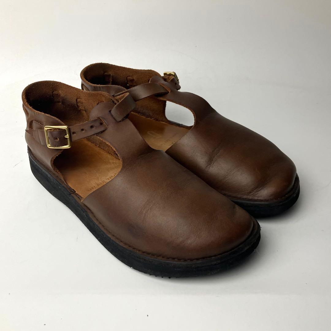 【美品】オーロラシューズ　ウエストインディアン　Tストラップ DBR 22.5㌢