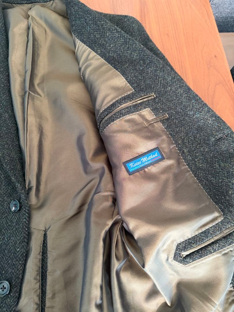 ハリスツイード テーラードジャケット モスグリーン