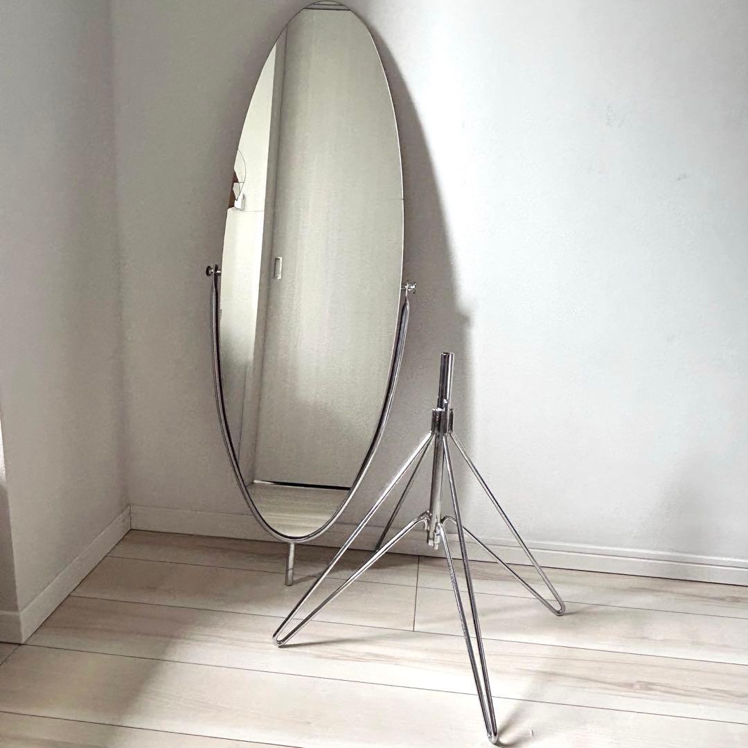 【80s】アスプルンド　アロー　スタンドミラー　全身鏡　オーバル　スペースエイジ