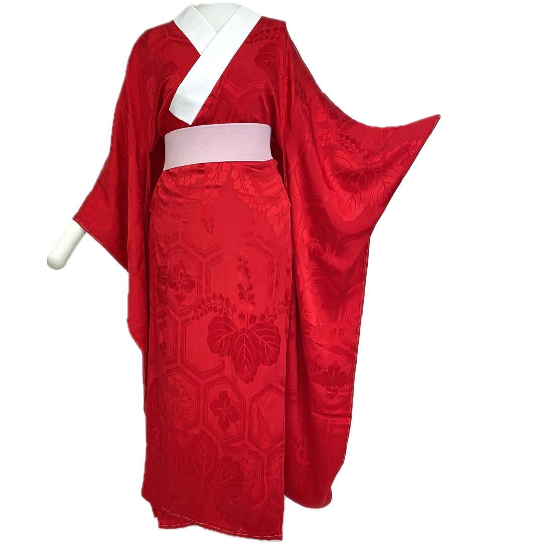 【着物と帯 時流】J241274s◆正絹 振袖用 長襦袢◆赤色 Mサイズ 美品
