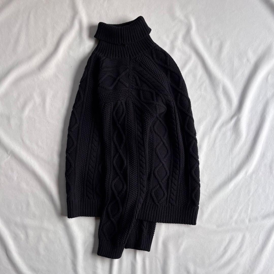 トップス 00s OLD GAP aran pattern cotton knit BLK