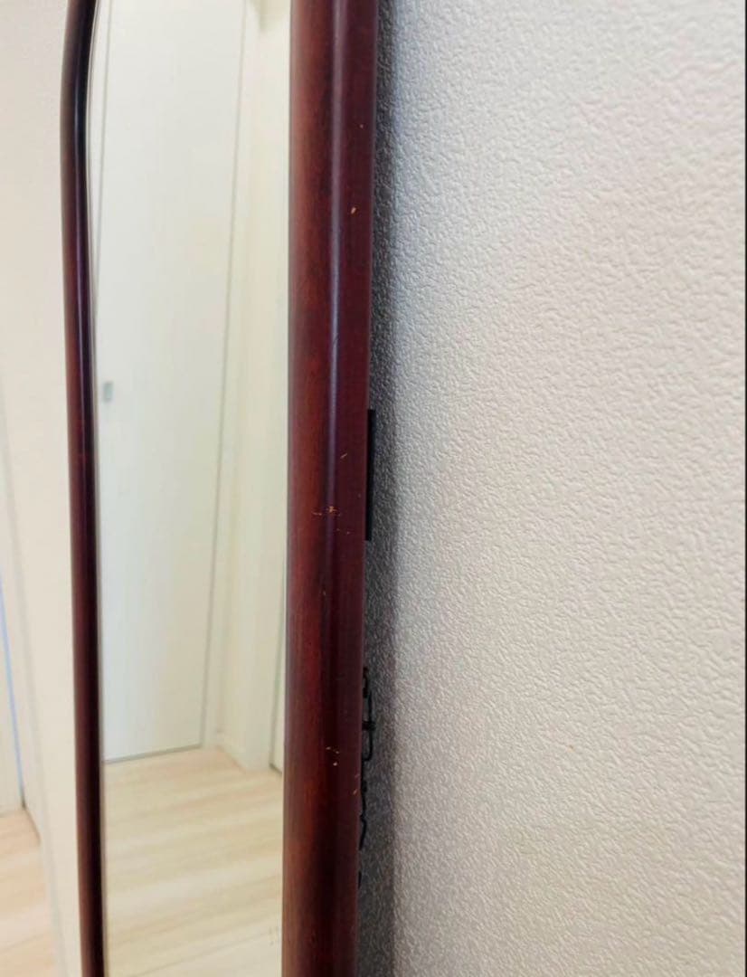 アーチ型スタンドミラー ブラウン 木製