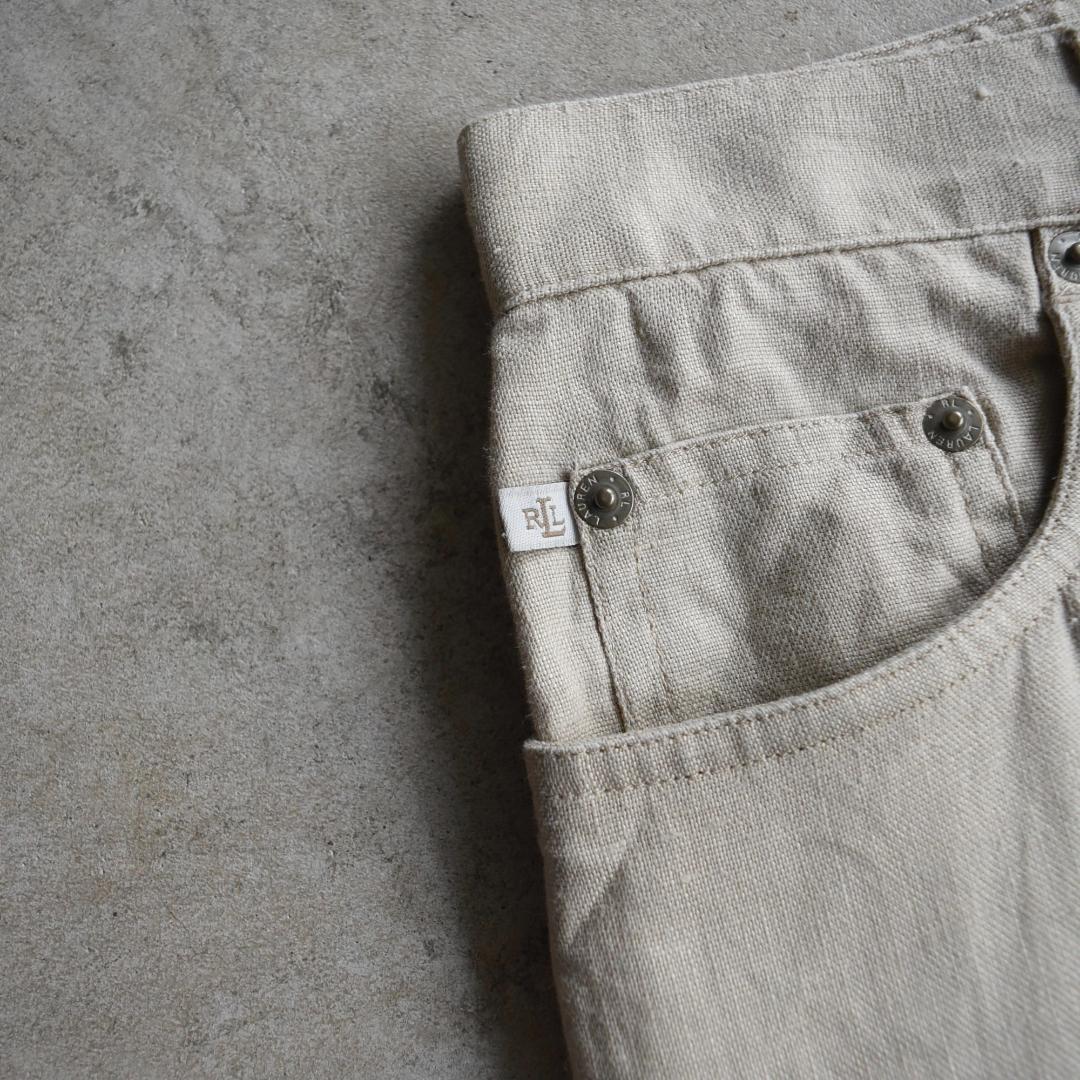 90s ラルフローレン 高級 リネン パンツ 6 スラックス USA