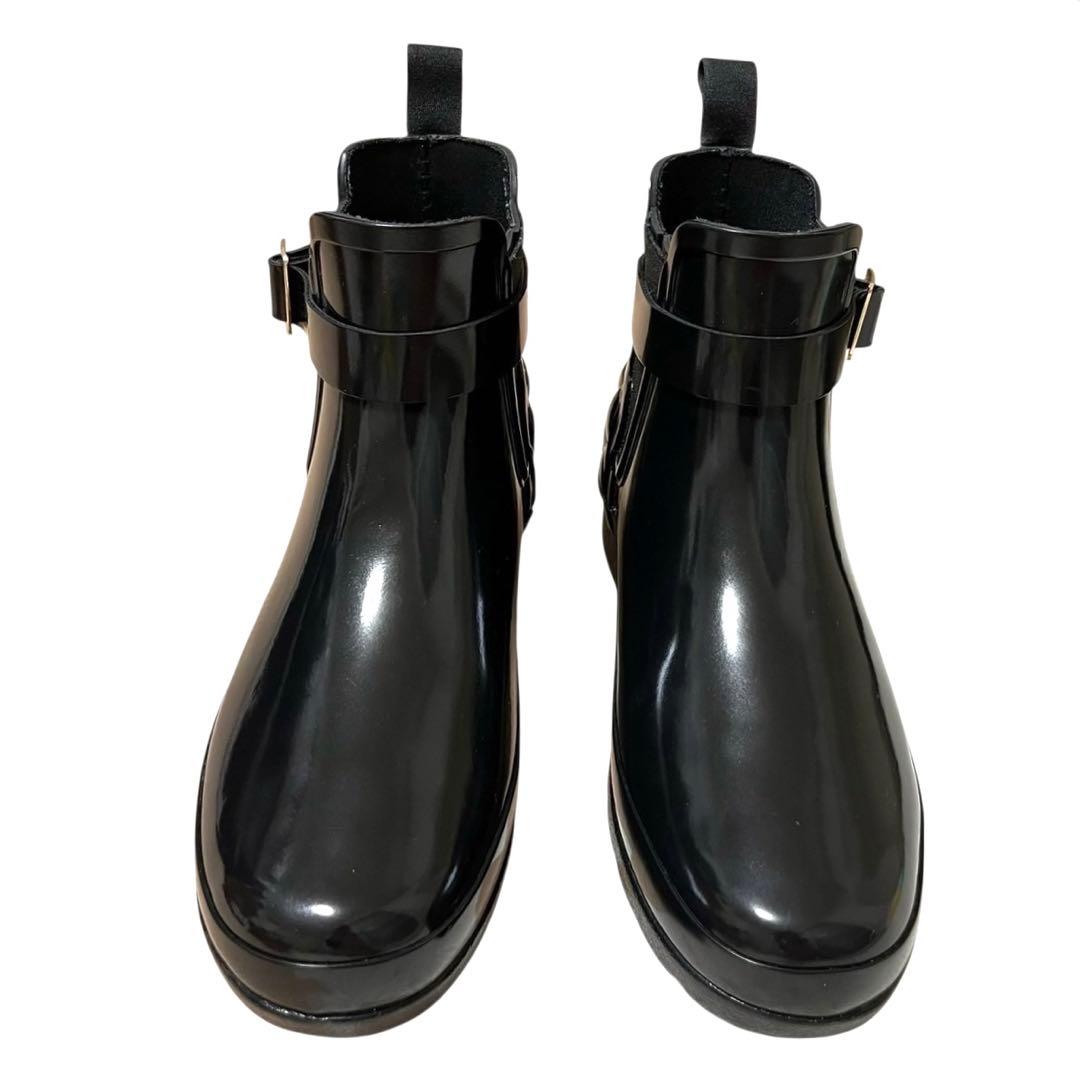 極美品【HUNTER】レインブーツ リファインド グロス キルテッド チェルシー