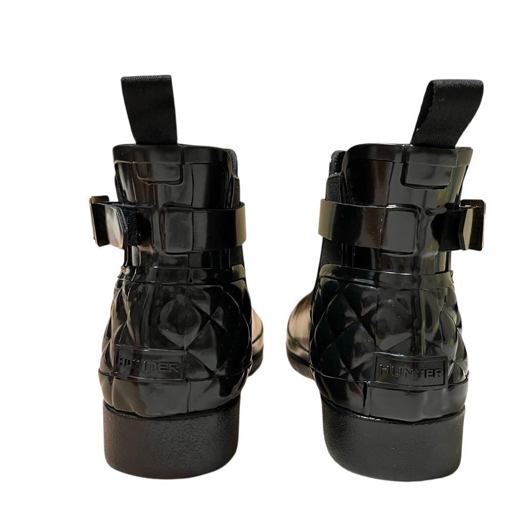 極美品【HUNTER】レインブーツ リファインド グロス キルテッド チェルシー
