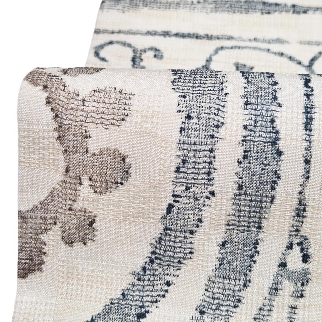 値下げ九寸名古屋帯 小千谷紬 麻 手染め 正絹 抽象文様 花柄 ベージュ色 夏用