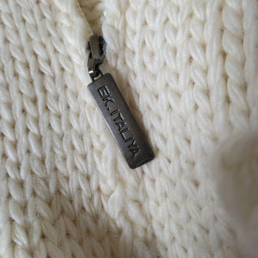 ニットジャケット　伊太利屋　ウール　イタリヤ　ザックリニット　おしゃれ　温かい