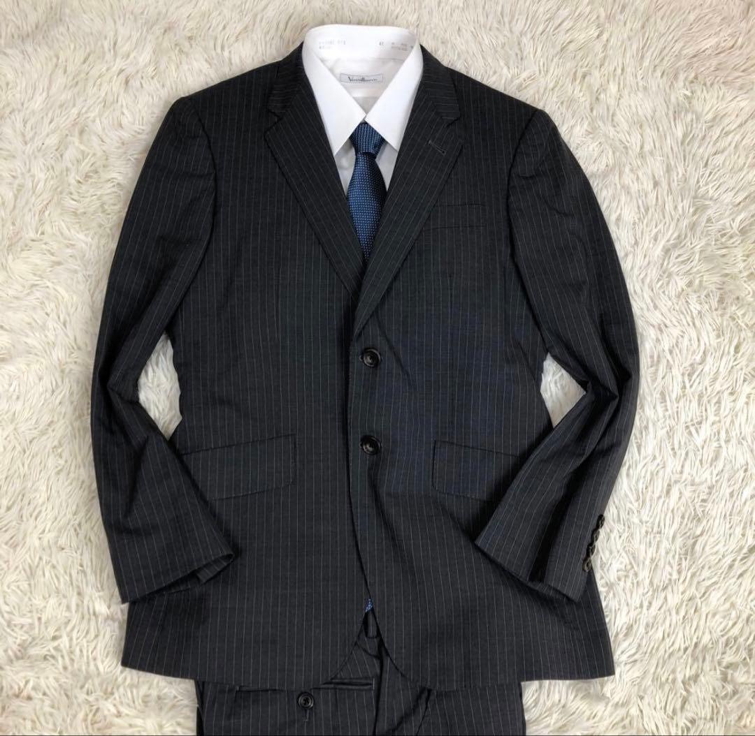 美品　ポールスミスコレクション　花柄　セットアップ　スーツ　裏地総柄　グレー