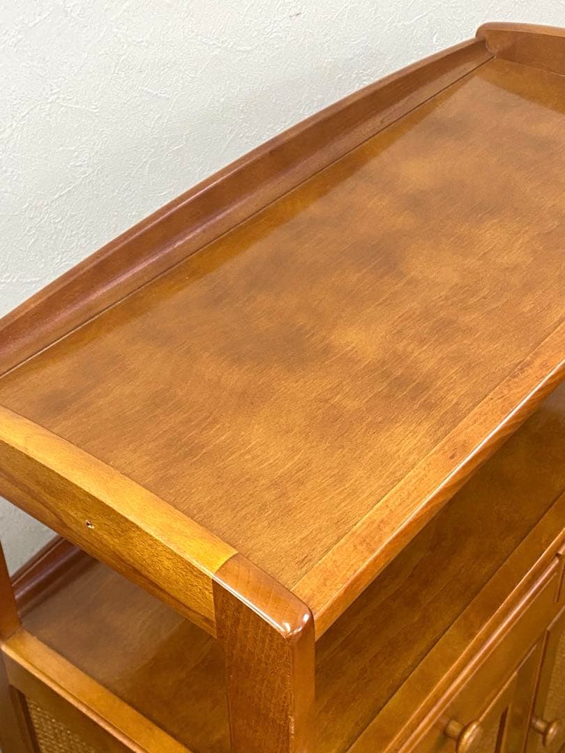 カリモク ラタン 藤 収納 整理 棚 コンソール 電話台 飾り棚