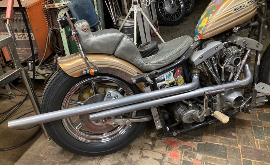 ショベル　ワンオフ　ショットガン　リジッドフレーム用　ハーレー