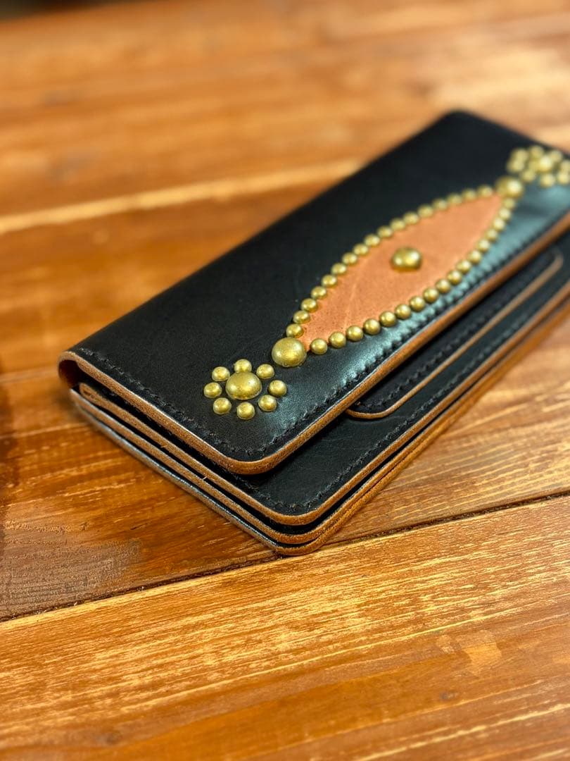 トラッカーウォレット TW-05 スタッズカスタム 姫路レザー 茶芯