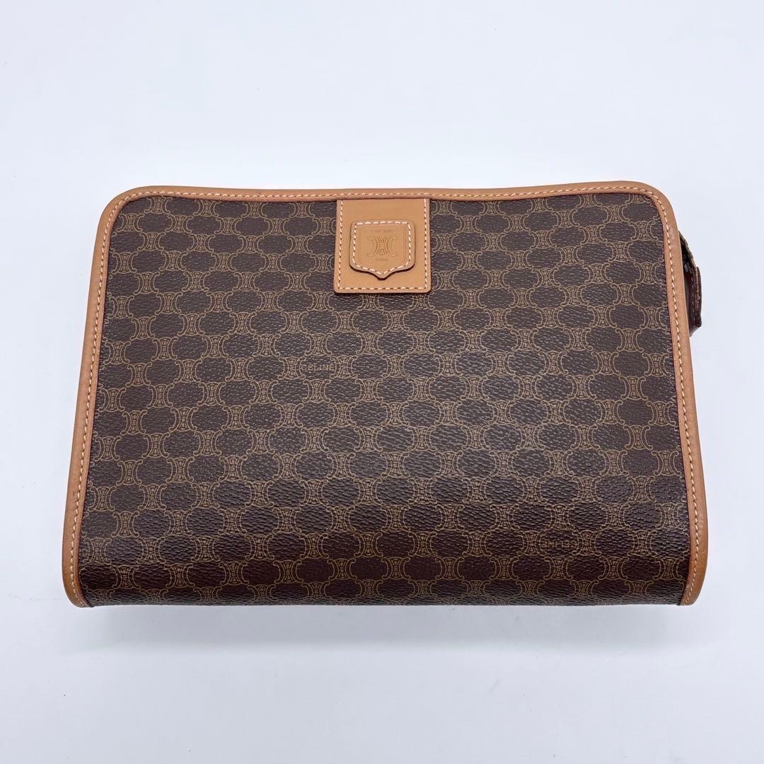 CELINE セリーヌ マカダム クラッチバッグ ブラウン