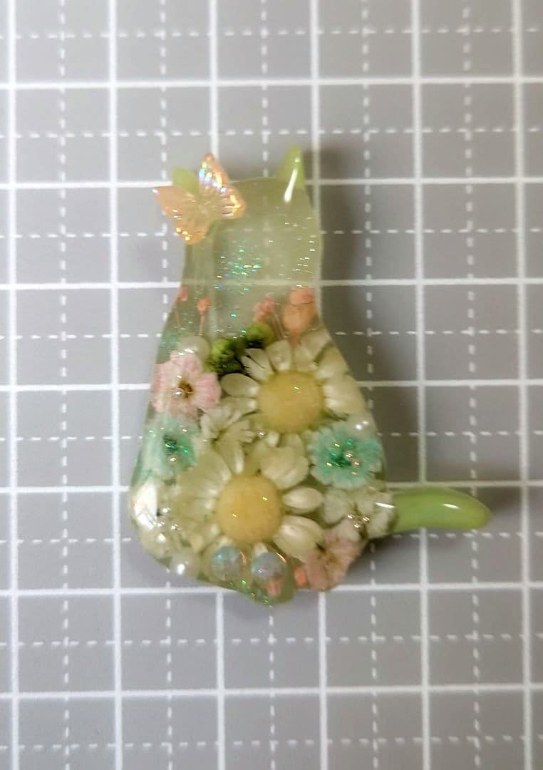 レジン　猫　ヘアゴム　ブローチ　ポニーフック　No.10