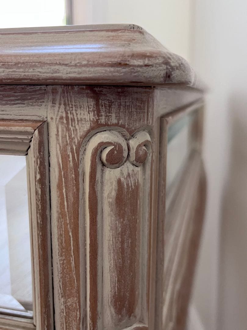 【ドレッサーにぴったり】ガラス天板引き出し付き、優雅なコンソールテーブル