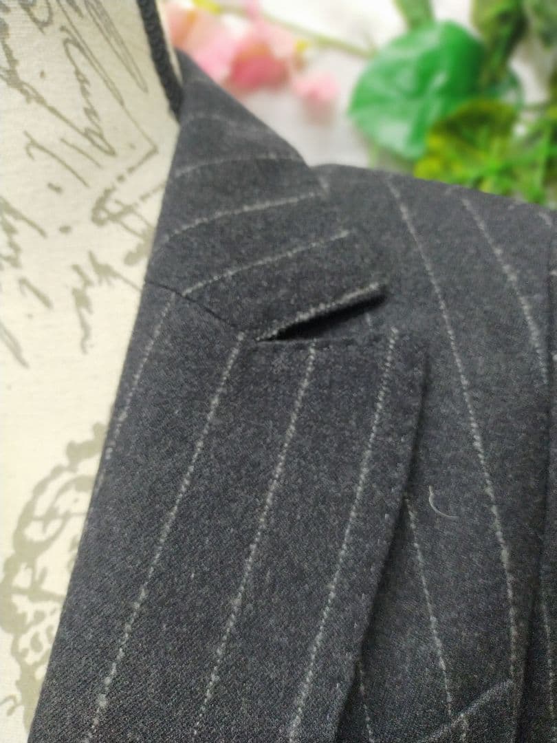 新品未使用 アクアスキュータム スーツ UK8 7号 フラノストライプ