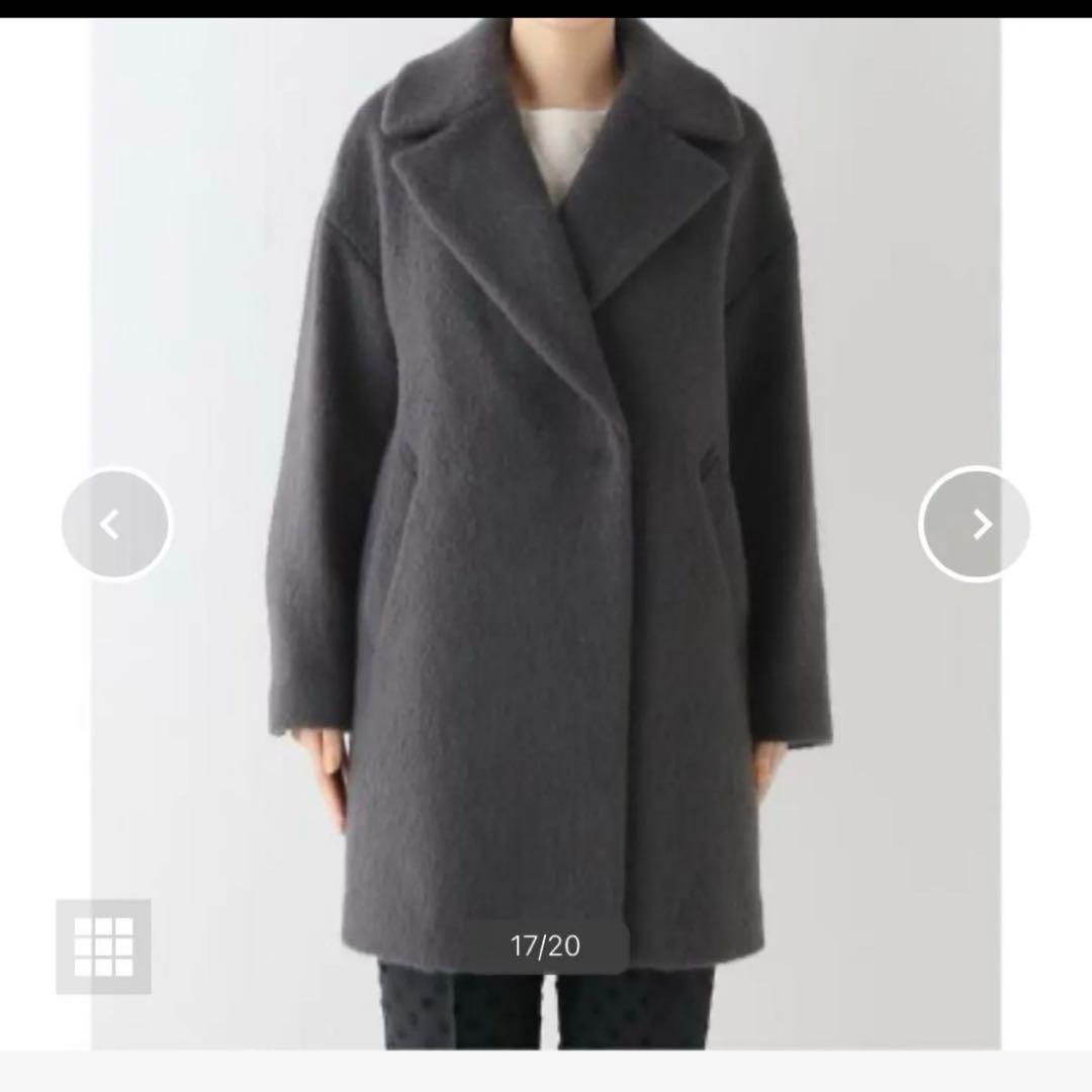 イエナ　モヘア　シャギー　ウール　コート　グレー　ハーフ　38 未使用　防寒