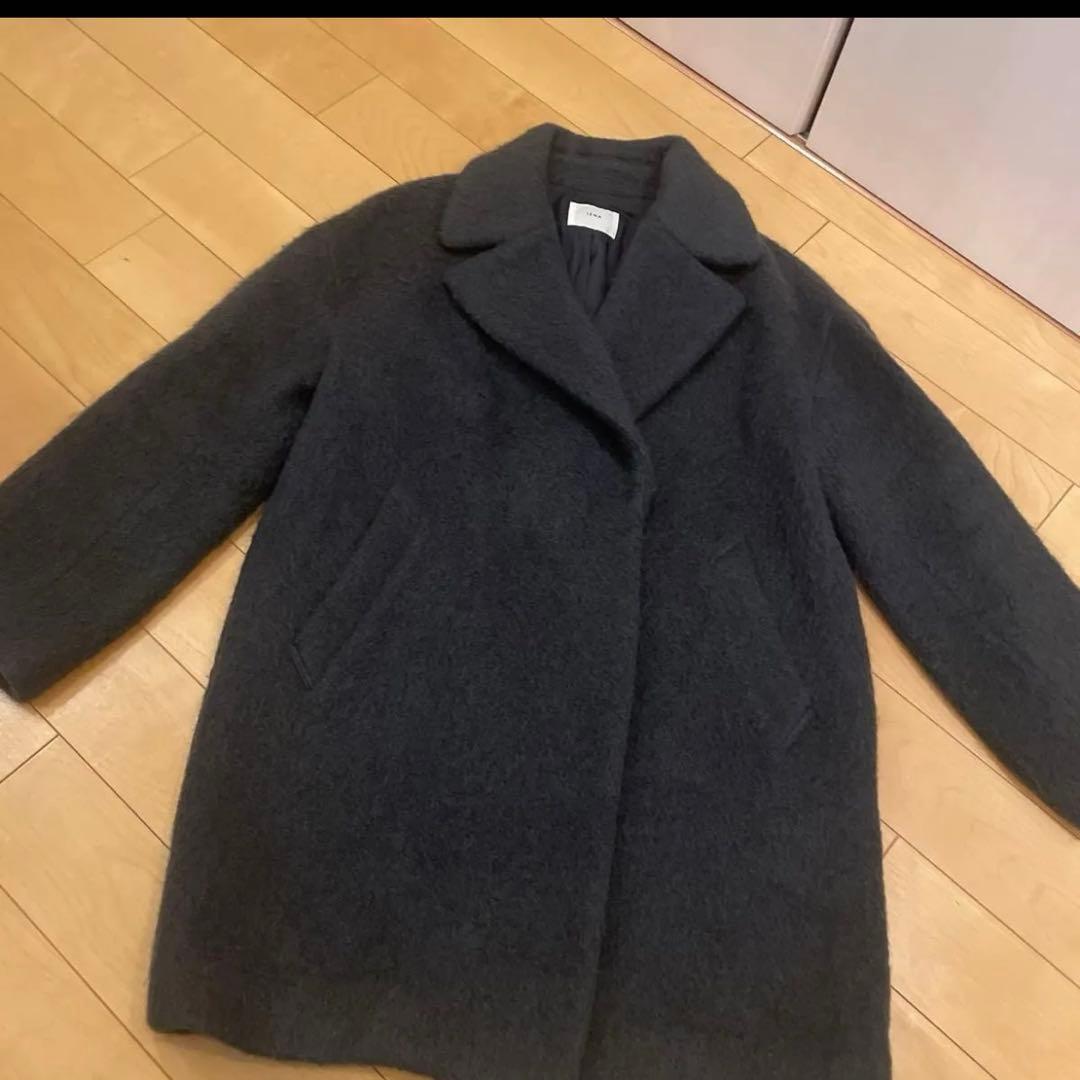 イエナ　モヘア　シャギー　ウール　コート　グレー　ハーフ　38 未使用　防寒