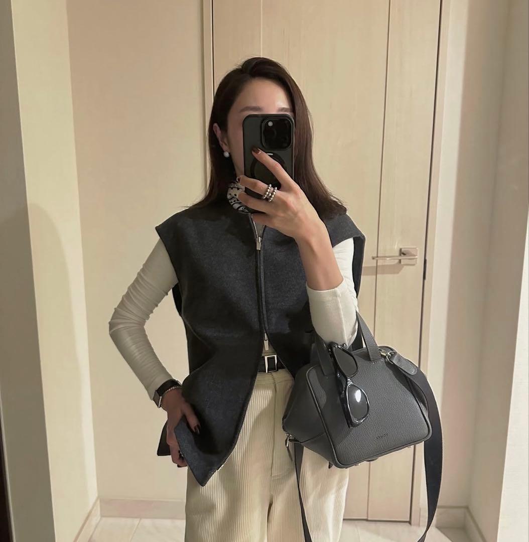 YONFA AW ウールジップベスト　グレー　ベスト　ジレ