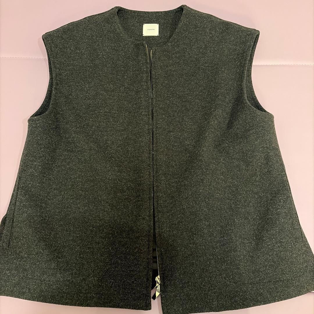 YONFA AW ウールジップベスト　グレー　ベスト　ジレ