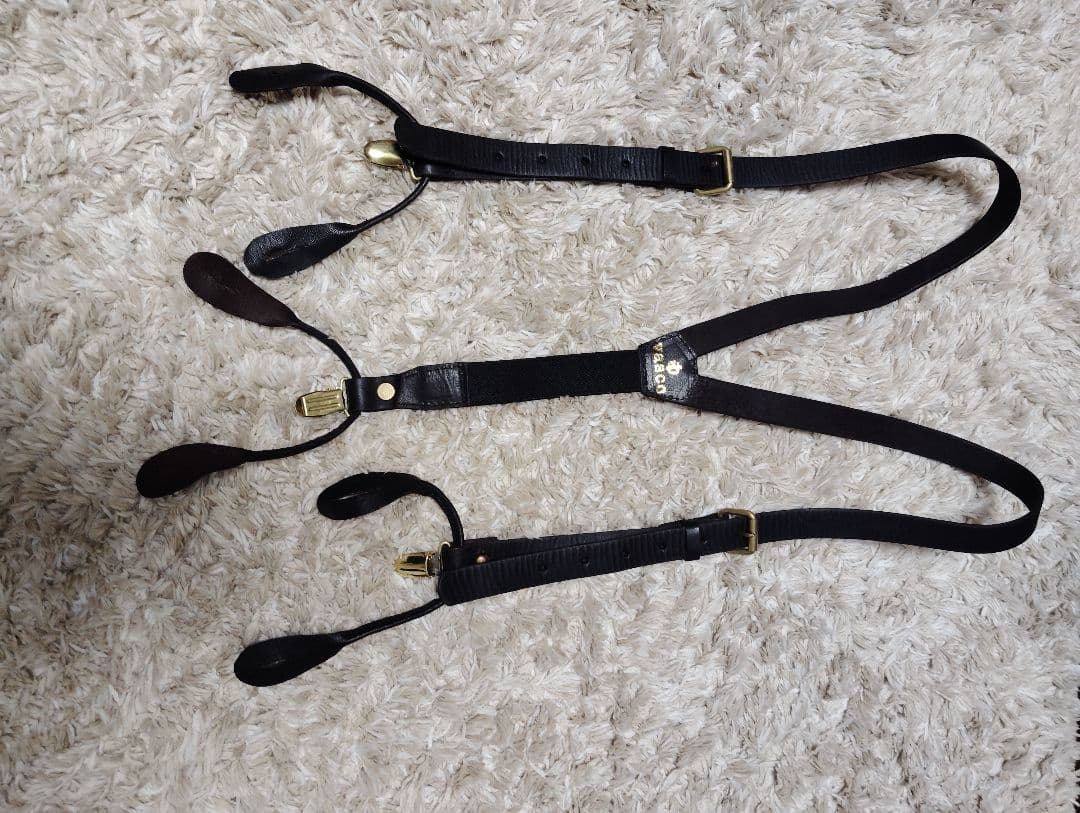 VASCO ブラックレザー サスペンダー