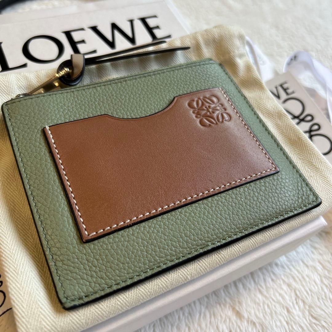 【美品】ロエベ カードホルダー ローズマリー タン