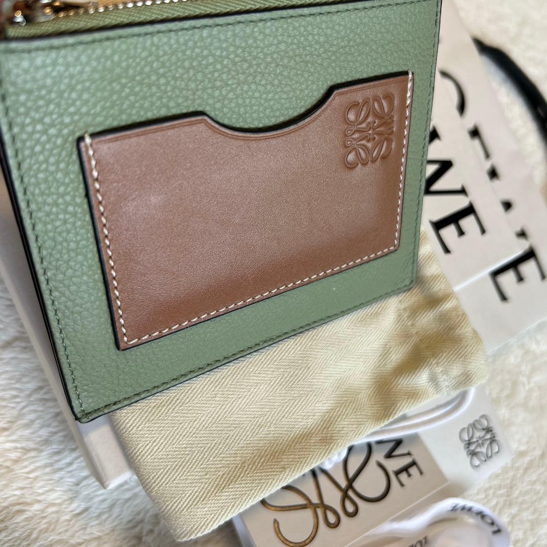 【美品】ロエベ カードホルダー ローズマリー タン