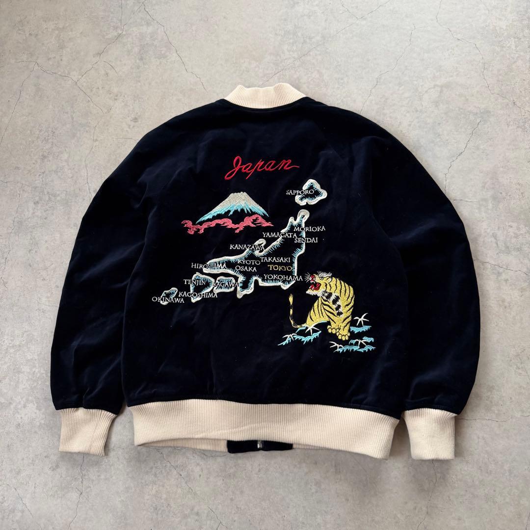 新品未使用 スカジャン ベロア ehka sopo ネイビー タイガー