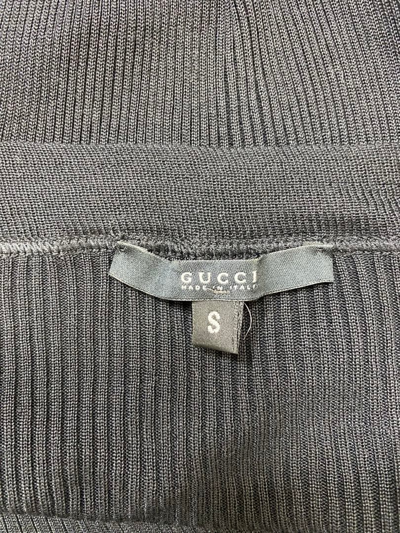 GUCCI シルク 100% ボートネック ペプラム リブ トップス