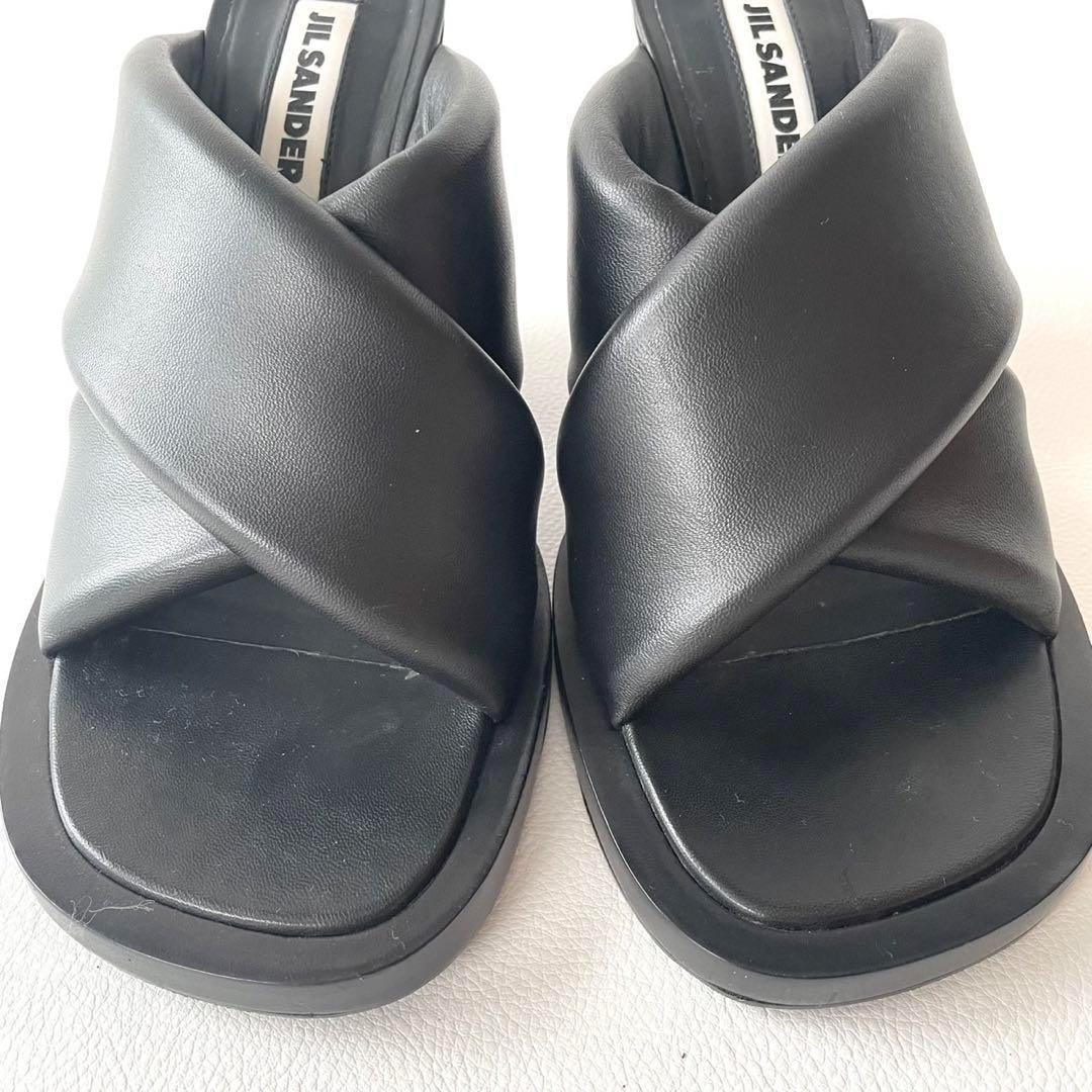 美品＊ジルサンダー ミュール クロスサンダル ブラック【38】