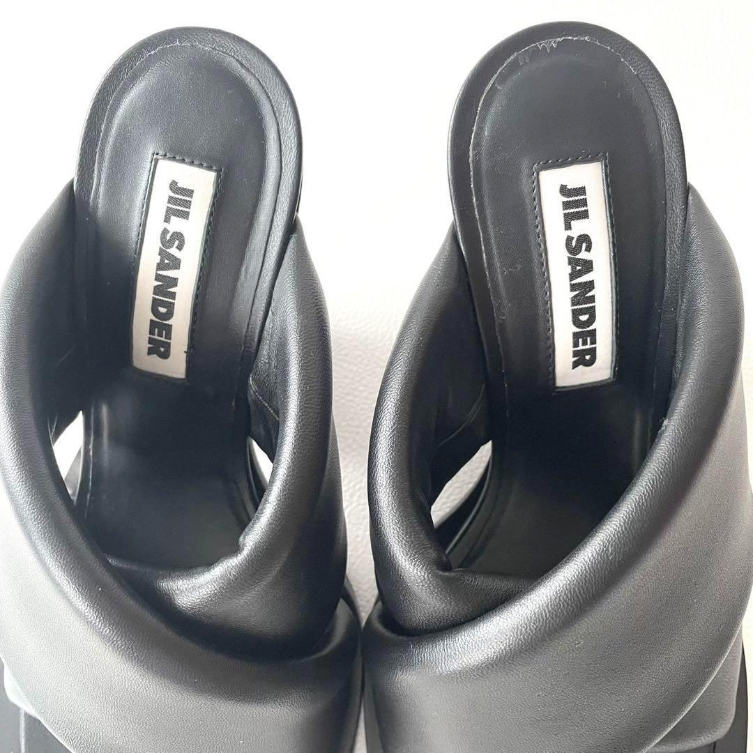 美品＊ジルサンダー ミュール クロスサンダル ブラック【38】
