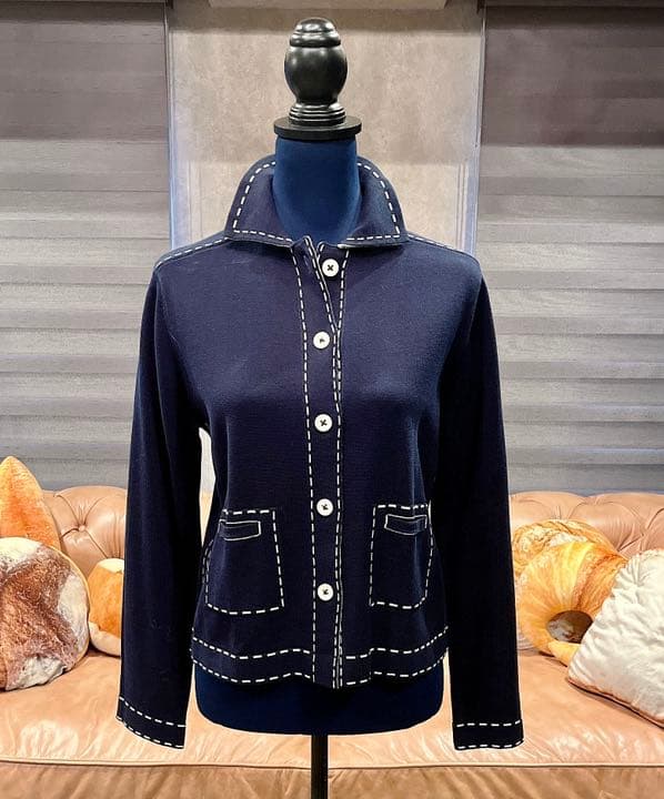 ［新品未使用49AV junko shimada]コットンカーディガンネイビー