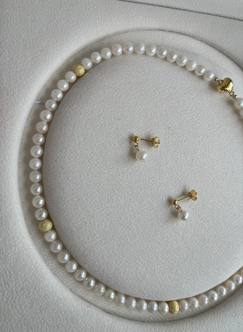 【特価品】あこや真珠　ネックレス　ピアス　ホワイト系　5.5-6mm 40cm